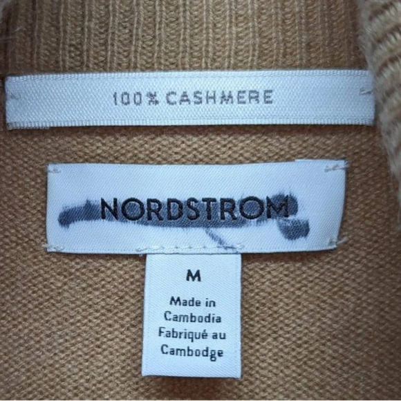 NEW Nordstrom Brand Turtle neck 100% cashmere sweater size Medium tan/beige - Picture 7 of 9